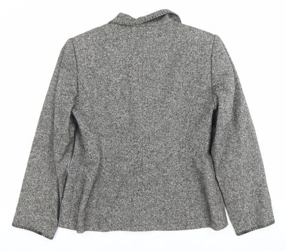 Country Casuals Women’s Grey Petite Wool Silk Blend Blazer Jacket Size 10
