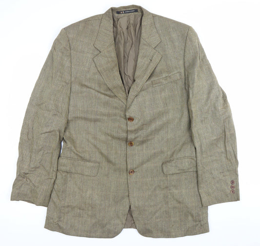 DAKS Men’s Brown Wool Tweed Blazer Jacket Size 40 Classic Fit