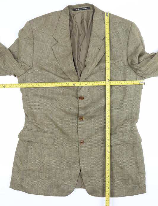 DAKS Men’s Brown Wool Tweed Blazer Jacket Size 40 Classic Fit