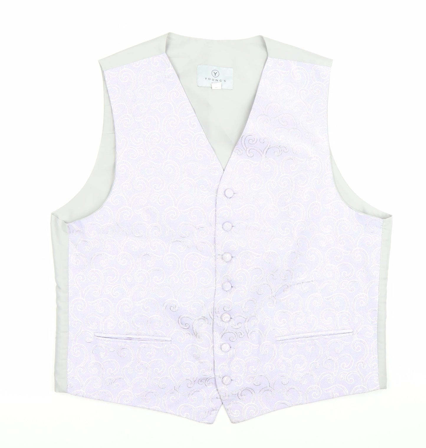 Youngs Hire Men's Purple Floral Waistcoat Size 44 Wedding Formal