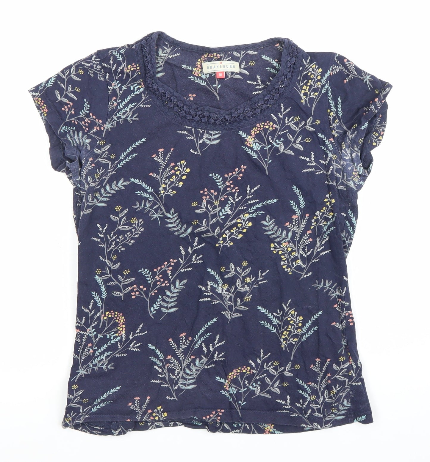 Womens UK Size 10 Brakeburn Blue Basic T-Shirt