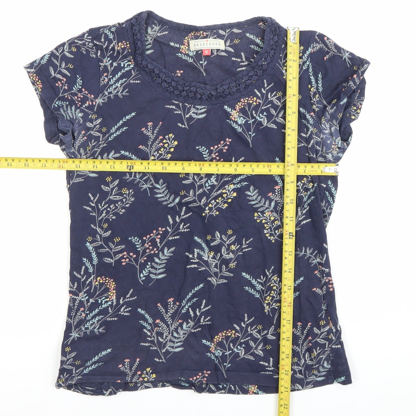Womens UK Size 10 Brakeburn Blue Basic T-Shirt