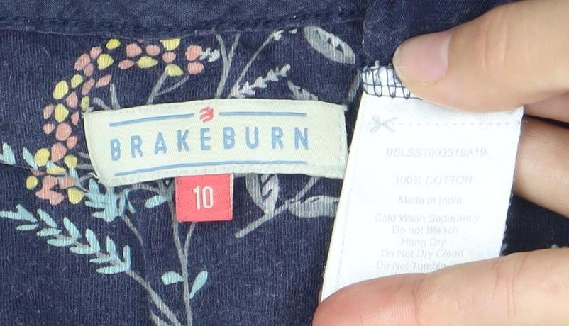 Womens UK Size 10 Brakeburn Blue Basic T-Shirt