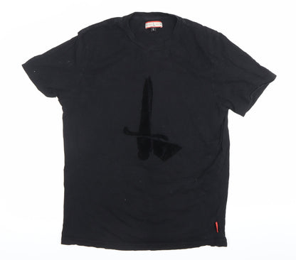 Charlton Athletic Mens Black Large Cotton Crew Neck Sports T-Shirt