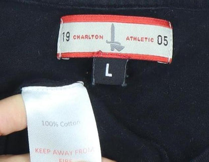Charlton Athletic Mens Black Large Cotton Crew Neck Sports T-Shirt