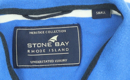 Stone Bay Men’s Blue Striped Cotton Polo Shirt Size S