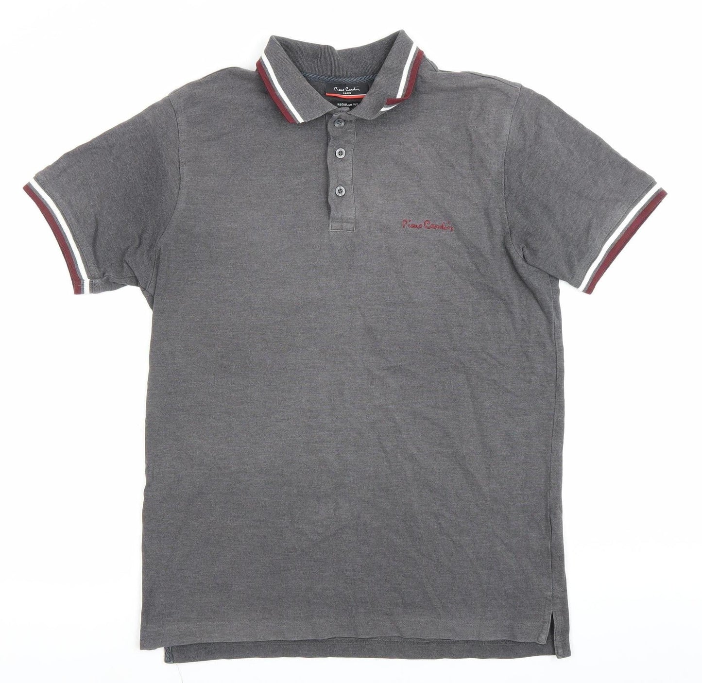 Pierre Cardin Men's Grey Regular Fit Polo Shirt M Short Sleeve