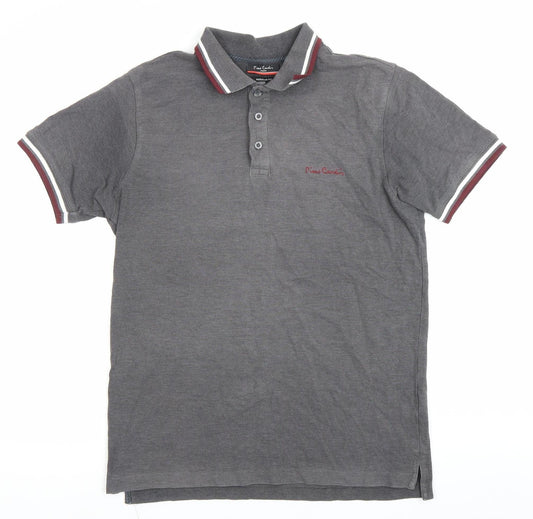 Pierre Cardin Men's Grey Regular Fit Polo Shirt M Short Sleeve