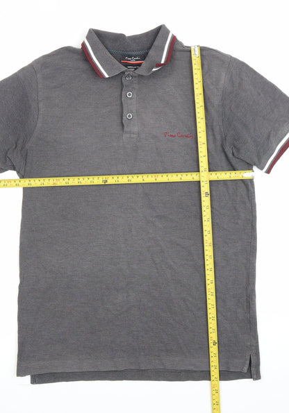 Pierre Cardin Men's Grey Regular Fit Polo Shirt M Short Sleeve