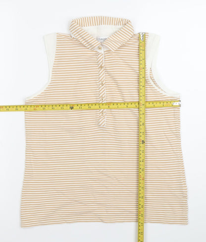 Calvin Klein Women’s Beige Striped Sleeveless Polo Shirt M