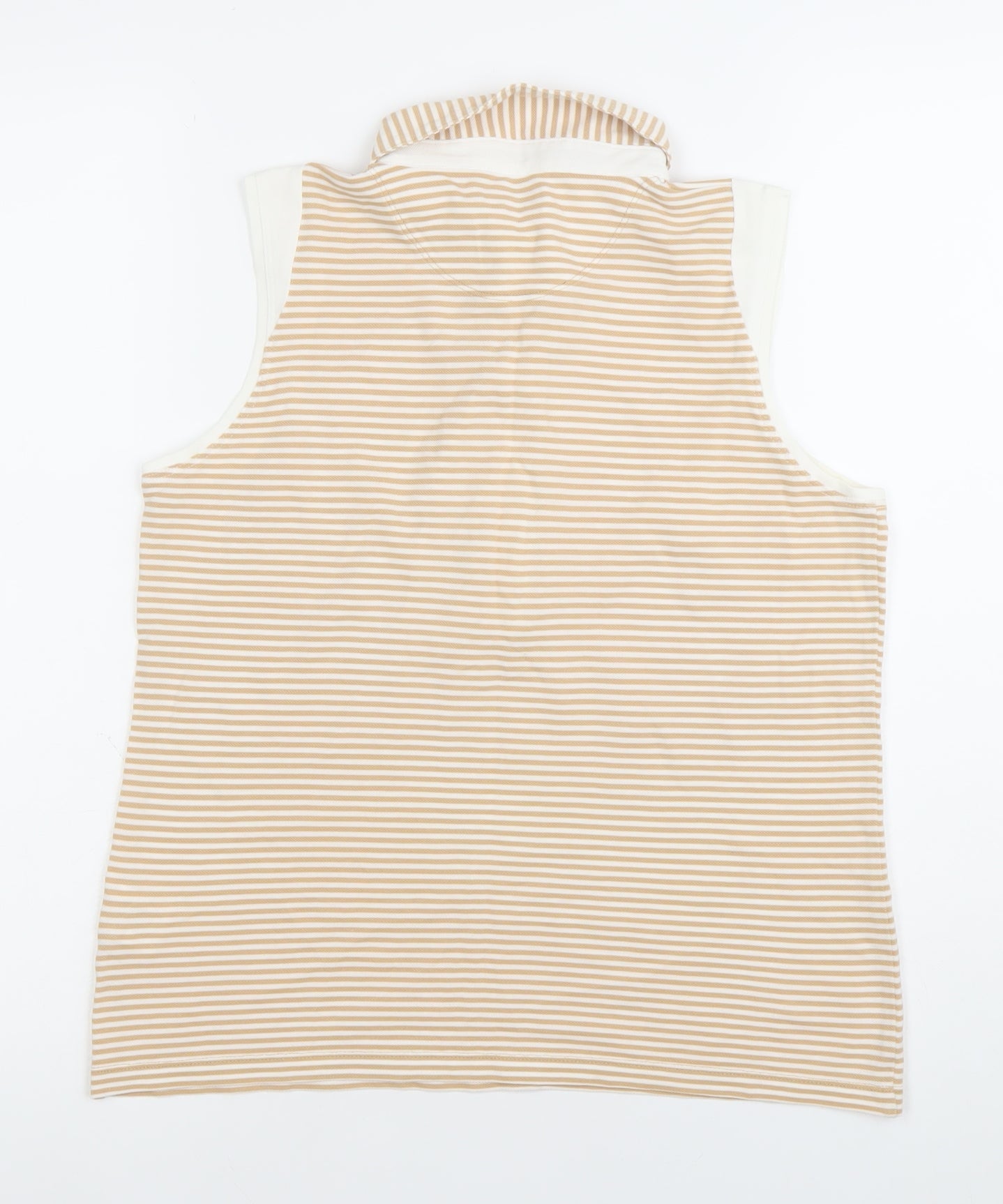 Calvin Klein Women’s Beige Striped Sleeveless Polo Shirt M