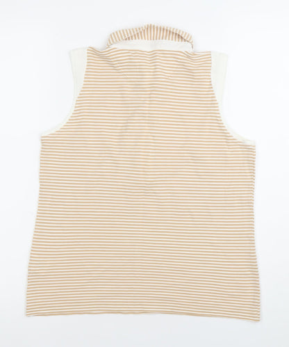 Calvin Klein Women’s Beige Striped Sleeveless Polo Shirt M