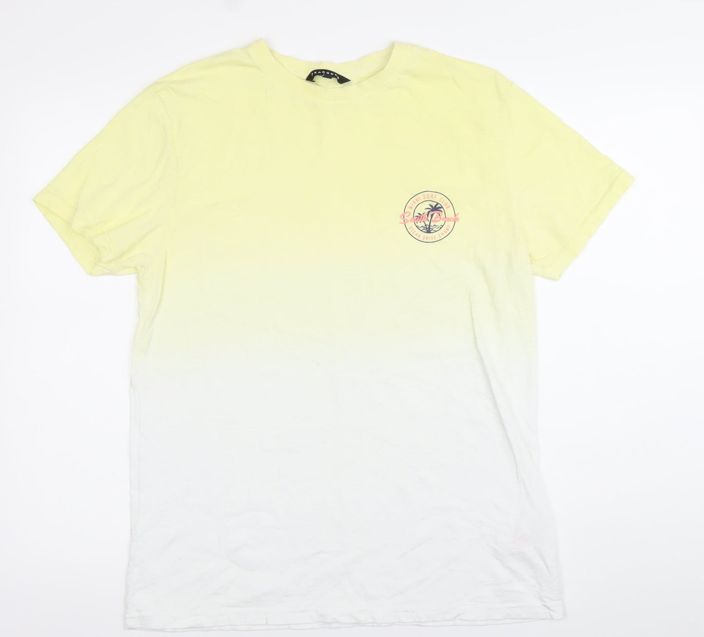 Peacocks Men's Yellow M Gradient Summer T-Shirt Short Sleeve Cotton
