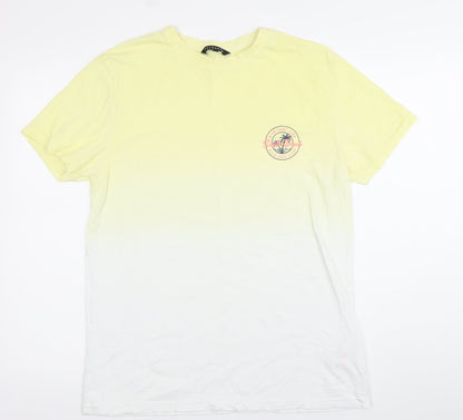 Peacocks Men's Yellow M Gradient Summer T-Shirt Short Sleeve Cotton