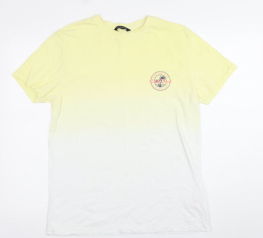 Peacocks Men's Yellow M Gradient Summer T-Shirt Short Sleeve Cotton