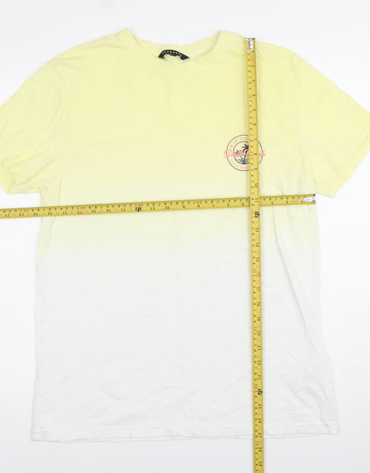 Peacocks Men's Yellow M Gradient Summer T-Shirt Short Sleeve Cotton