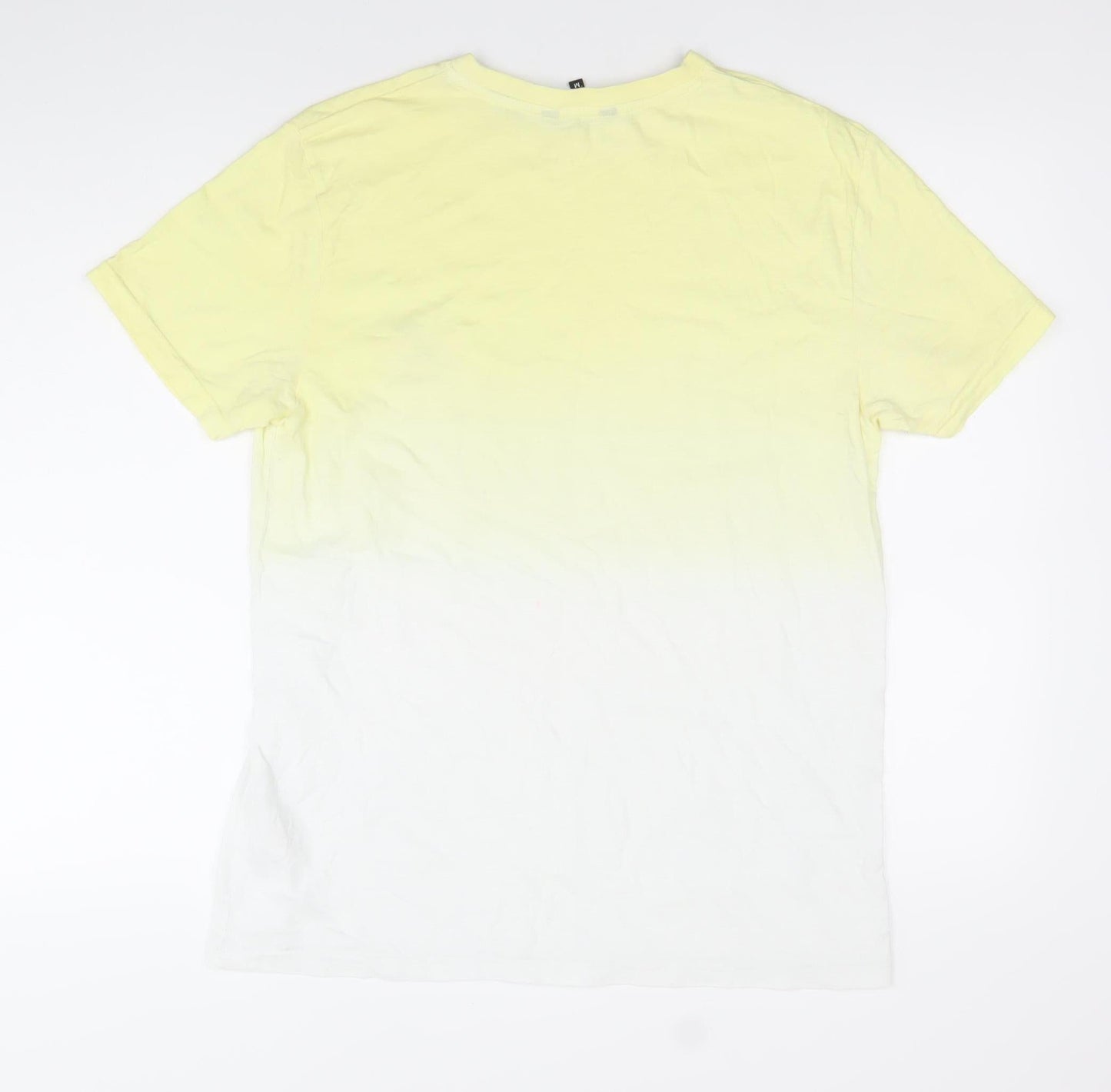 Peacocks Men's Yellow M Gradient Summer T-Shirt Short Sleeve Cotton