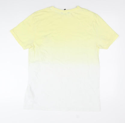 Peacocks Men's Yellow M Gradient Summer T-Shirt Short Sleeve Cotton