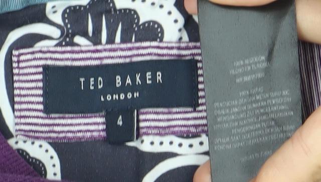 Ted Baker Men’s Purple Striped Polo Shirt Size L Cotton Short Sleeve