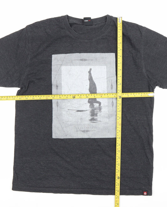 Saltrock Men's Black Graphic Surf Print T-Shirt Size L Regular Fit