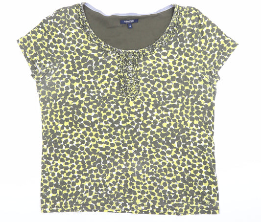 Maine New England Women’s Green Animal Print T-Shirt Size 18