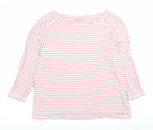 Craghoppers Womens Pink Striped 3/4 Sleeve Cotton T-Shirt Size 18