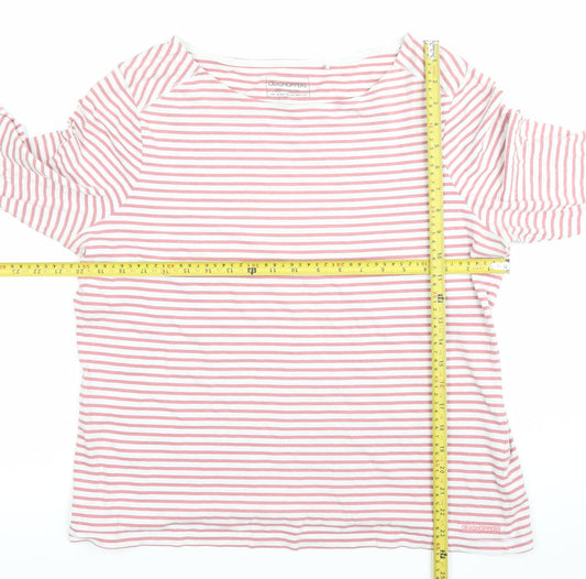 Craghoppers Womens Pink Striped 3/4 Sleeve Cotton T-Shirt Size 18