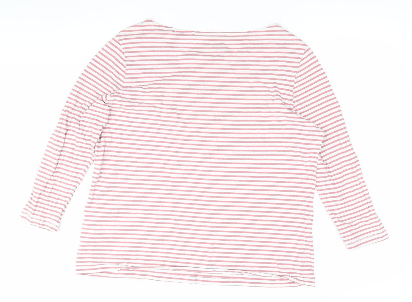 Craghoppers Womens Pink Striped 3/4 Sleeve Cotton T-Shirt Size 18