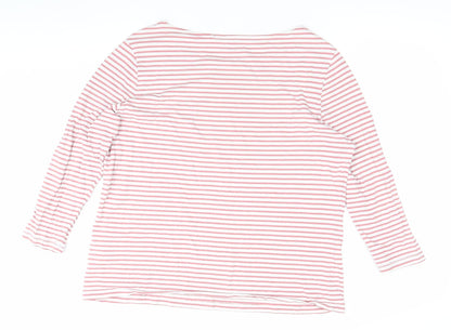 Craghoppers Womens Pink Striped 3/4 Sleeve Cotton T-Shirt Size 18