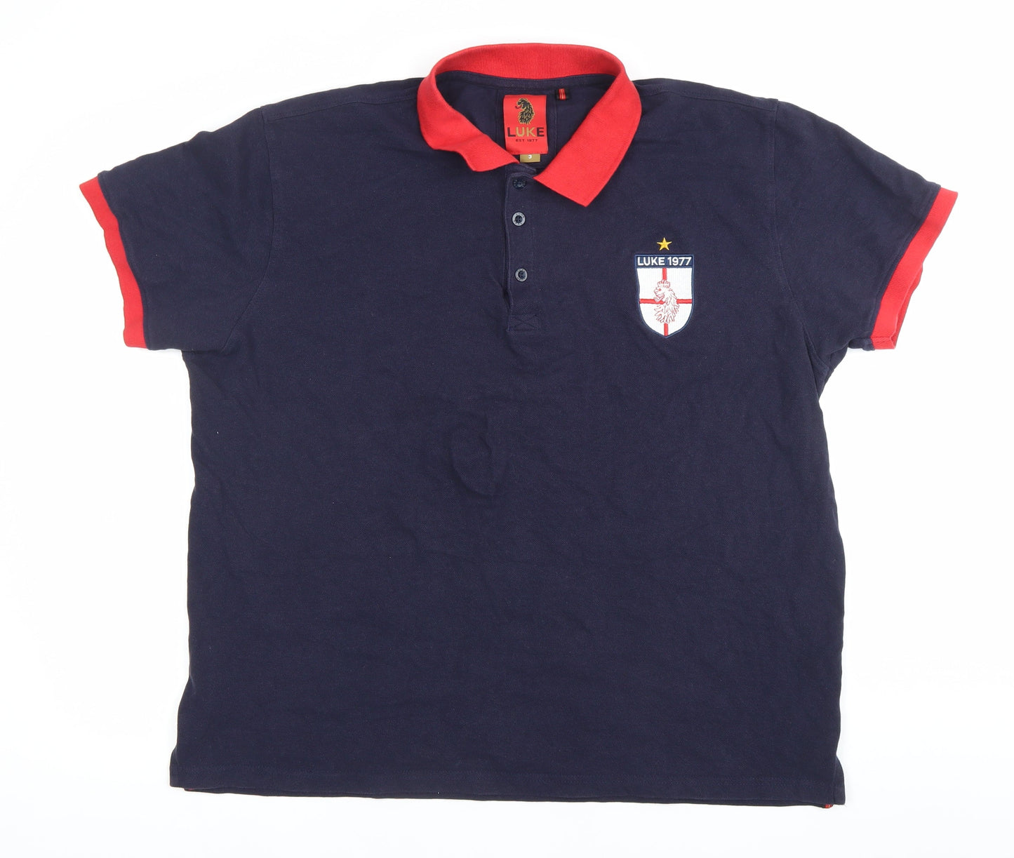 Luke 1977 Mens Blue Polo Shirt M Short Sleeve Cotton Casual