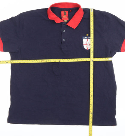 Luke 1977 Mens Blue Polo Shirt M Short Sleeve Cotton Casual