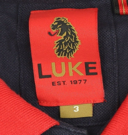 Luke 1977 Mens Blue Polo Shirt M Short Sleeve Cotton Casual