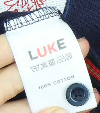 Luke 1977 Mens Blue Polo Shirt M Short Sleeve Cotton Casual