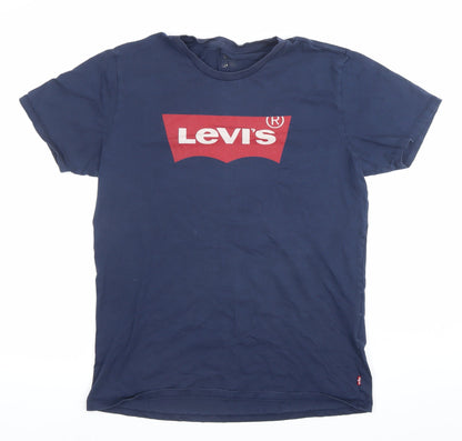 Levi's Men's Blue Medium Logo Graphic Cotton Crew Neck T-Shirt