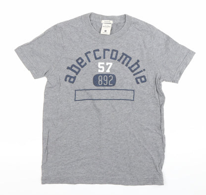 Abercrombie Boys Grey Muscle Fit Graphic Logo T-Shirt Size M