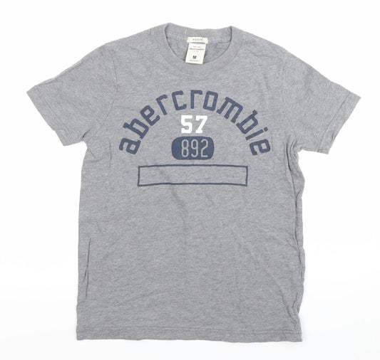 Abercrombie Boys Grey Muscle Fit Graphic Logo T-Shirt Size M