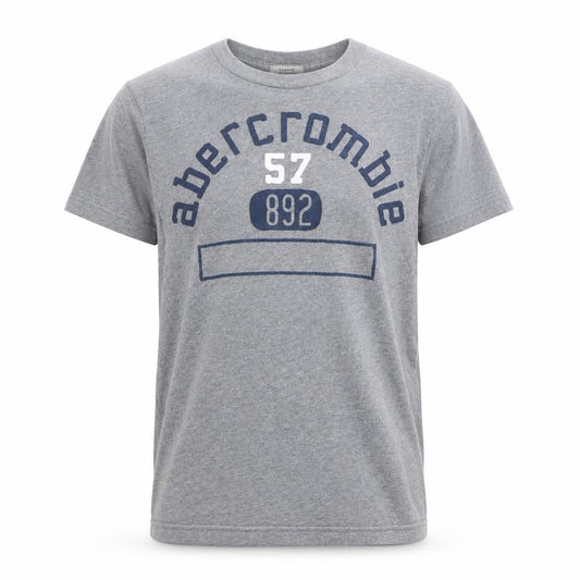 Abercrombie Boys Grey Muscle Fit Graphic Logo T-Shirt Size M