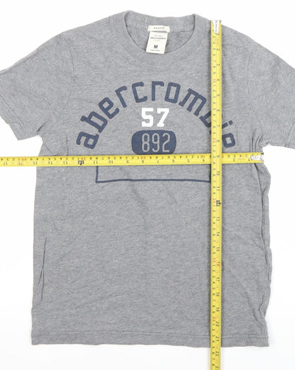Abercrombie Boys Grey Muscle Fit Graphic Logo T-Shirt Size M
