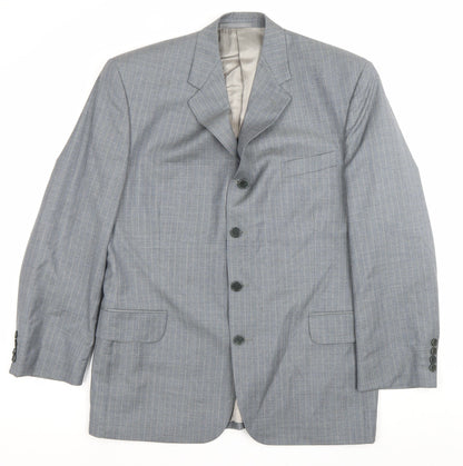 Jaeger Men’s Grey Pinstripe Wool Blazer Jacket 42R Classic Fit