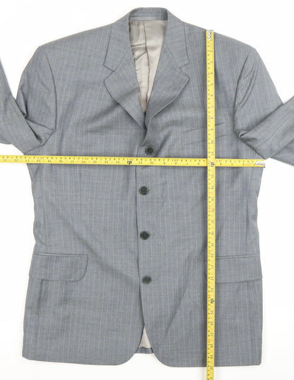 Jaeger Men’s Grey Pinstripe Wool Blazer Jacket 42R Classic Fit