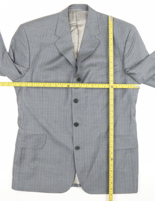 Jaeger Men’s Grey Pinstripe Wool Blazer Jacket 42R Classic Fit