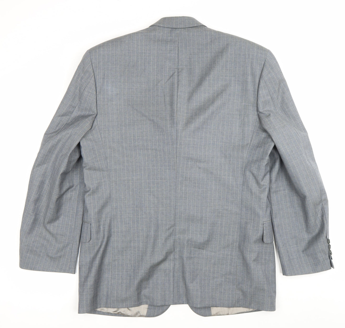 Jaeger Men’s Grey Pinstripe Wool Blazer Jacket 42R Classic Fit