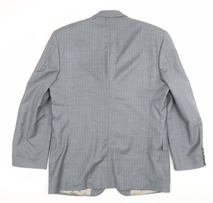 Jaeger Men’s Grey Pinstripe Wool Blazer Jacket 42R Classic Fit