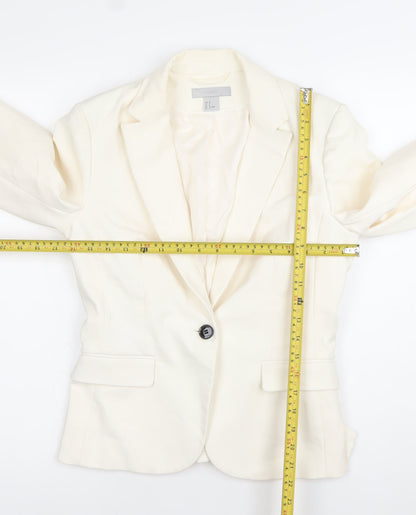 H&M Women’s Ivory Blazer Size 10 Regular Fit One Button Notch Lapel