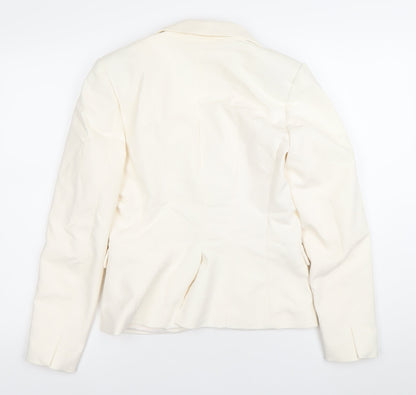 H&M Women’s Ivory Blazer Size 10 Regular Fit One Button Notch Lapel