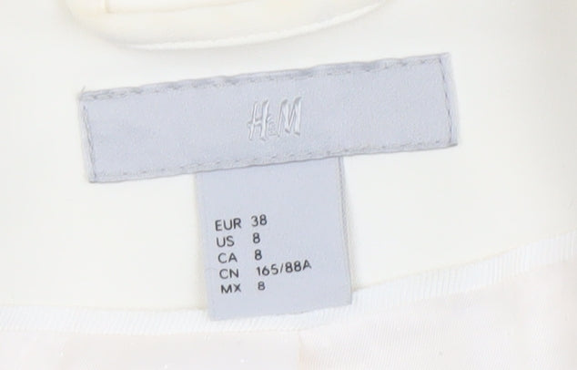 H&M Women’s Ivory Blazer Size 10 Regular Fit One Button Notch Lapel