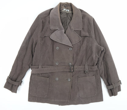 Marks and Spencer Women’s Brown Cotton Blend Pea Coat Size 22