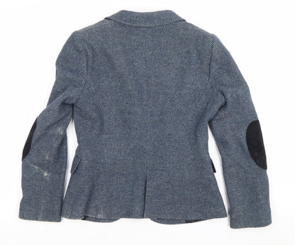 GANT Womens Blue Wool Herringbone Blazer Jacket Size 8
