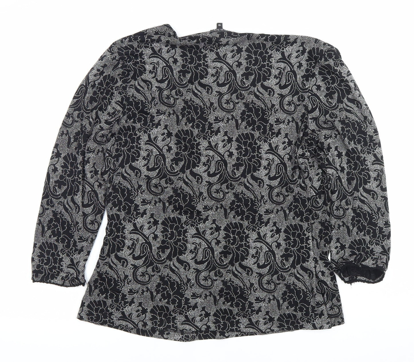 EAST Womens Black Floral Wrap Blouse Size 18 Long Sleeve Viscose