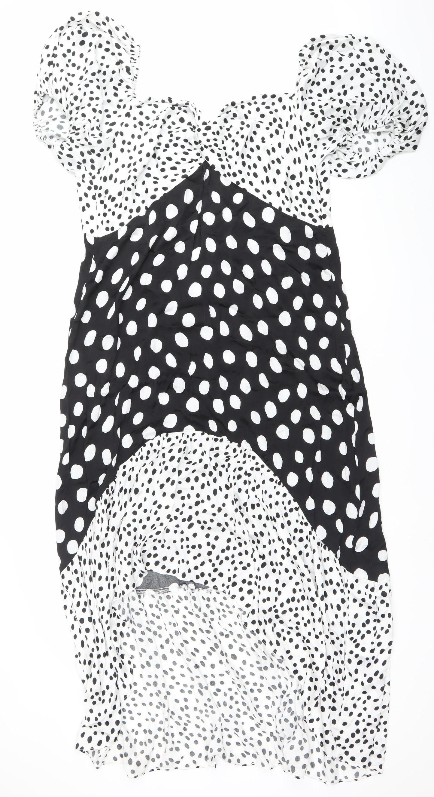 Myleene Klass Women’s Black White Polka Dot Dress Size 20 Puff Sleeve